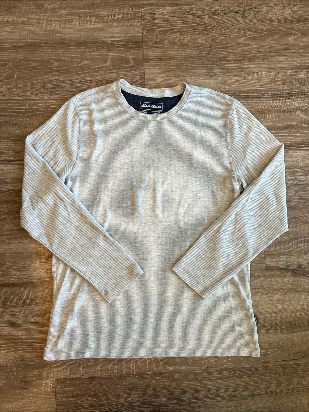 Eddie Bauer Men’s Large Light Grey Waffle Knit Long Sleeve Sleep Shirt